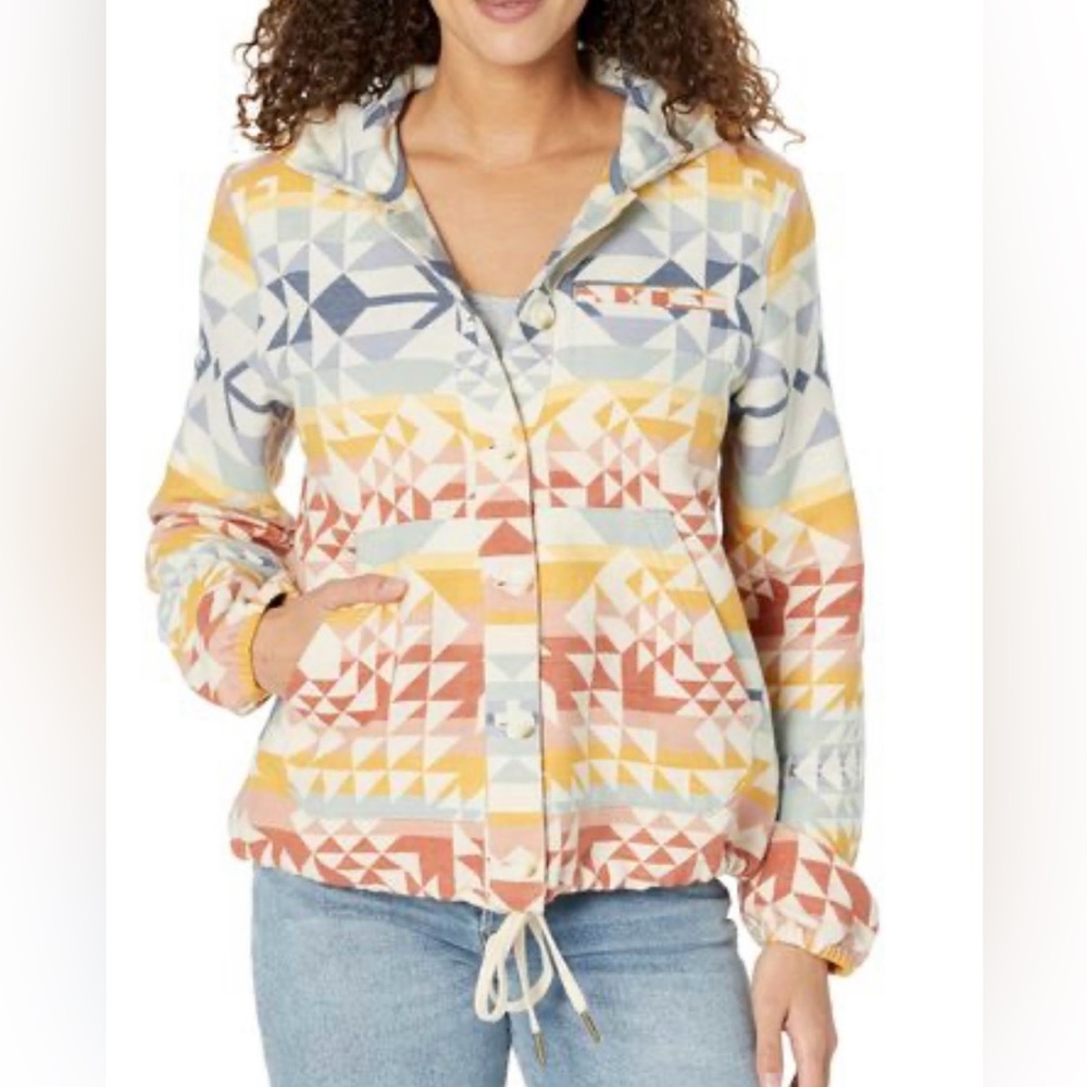 Pendleton Button-Front Beach Hoodie in Opal Springs